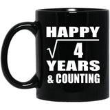Happy 2nd Anniversary Square Root of 4 Years & Counting - 11oz Coffee Mug Black
