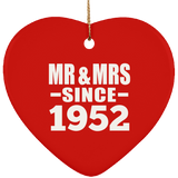 72nd Anniversary Mr & Mrs Since 1952 - Heart Ornament