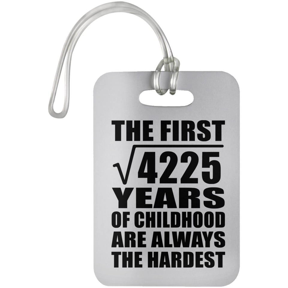 65th Birthday Square Root of 4225 Years of Childhood - Luggage Bag Tag
