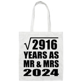 54th Anniversary Square Root of 2916 Years As Mr & Mrs 2024 - Tote Bag White