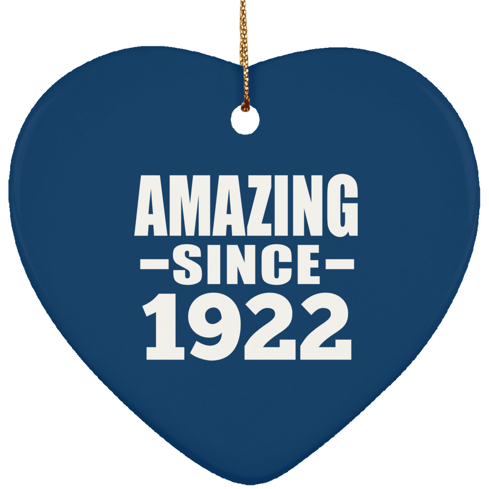102nd Birthday Amazing Since 1922 - Heart Ornament