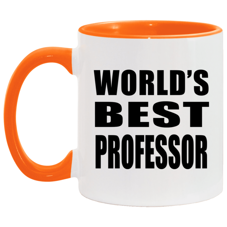 World's Best Professor - 11oz Accent Mug Orange