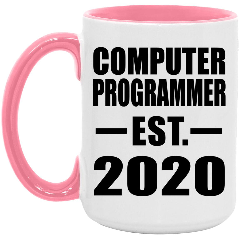 Computer Programmer Established EST. 2020 - 15oz Accent Mug Pink