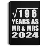 14th Anniversary Square Root of 196 Years As Mr & Mrs 2024 - Canvas Portrait