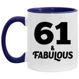 61st Birthday 61 & Fabulous - 11oz Accent Mug Purple