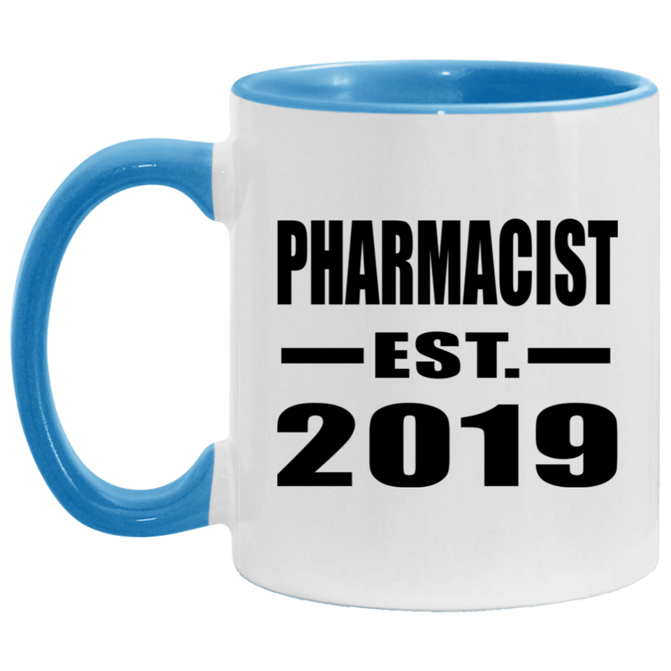 Pharmacist Established EST. 2019 - 11oz Accent Mug Blue