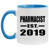 Pharmacist Established EST. 2019 - 11oz Accent Mug Blue