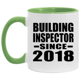 Building Inspector Since 2018 - 11oz Accent Mug Green