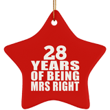 28th Anniversary 28 Years Of Being Mrs Right - Star Ornament