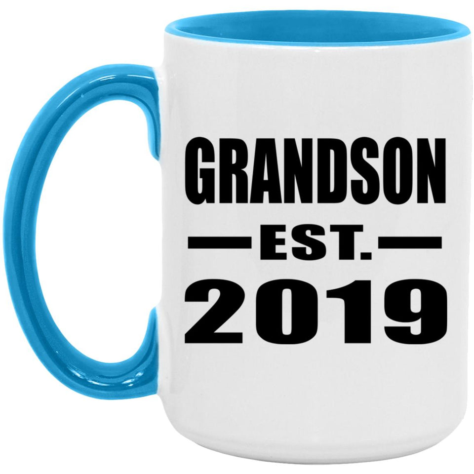 Grandson Established EST. 2019 - 15oz Accent Mug Blue