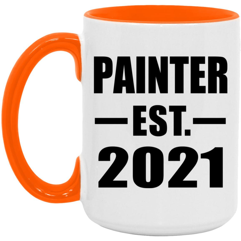 Painter Established EST. 2021 - 15oz Accent Mug Orange