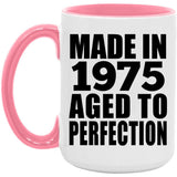 49th Birthday Made In 1975 Aged to Perfection - 15oz Accent Mug Pink