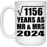 34th Anniversary Square Root of 1156 Years As Mr & Mrs 2024 - 15oz Coffee Mug