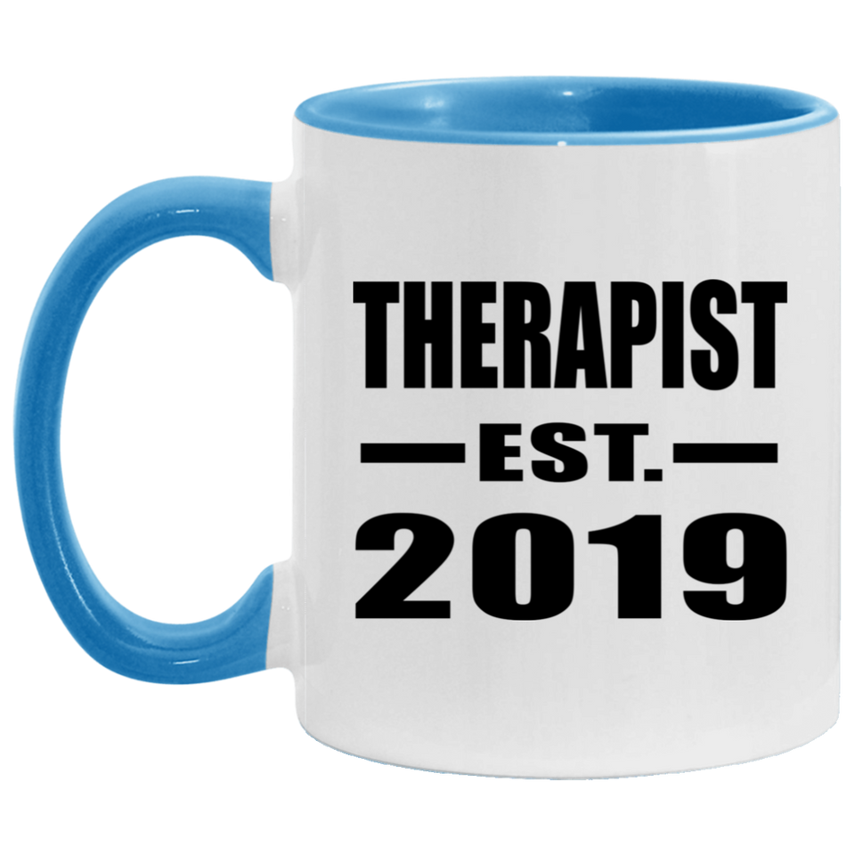 Therapist Established EST. 2019 - 11oz Accent Mug Blue