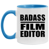 Badass Film Editor - 11oz Accent Mug Blue