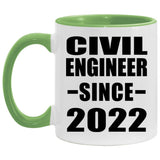 Civil Engineer Since 2022 - 11oz Accent Mug Green