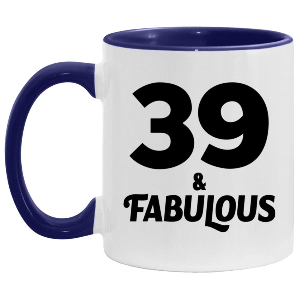 39th Birthday 39 & Fabulous - 11oz Accent Mug Purple