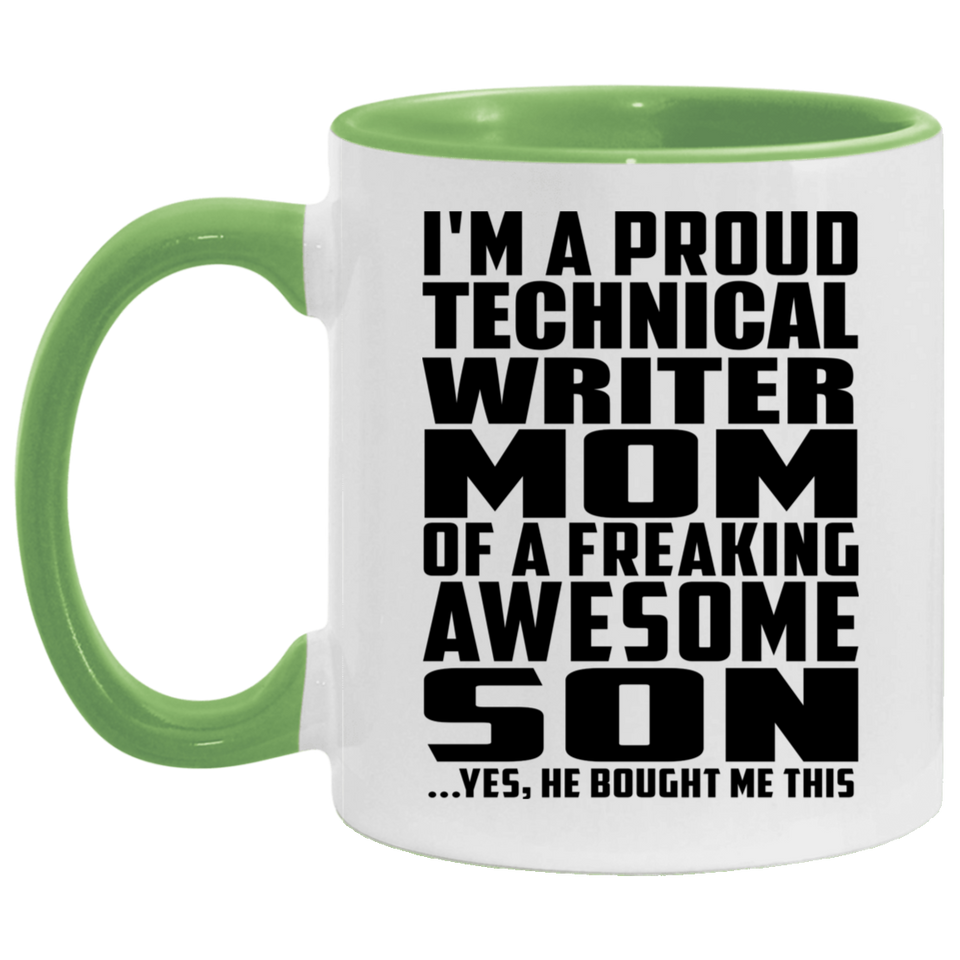 Proud Technical Writer Mom Of Awesome Son - 11oz Accent Mug Green
