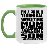 Proud Technical Writer Mom Of Awesome Son - 11oz Accent Mug Green