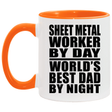 Sheet Metal Worker By Day World's Best Dad By Night - 11oz Accent Mug Orange