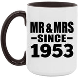 71st Anniversary Mr & Mrs Since 1953 - 15oz Accent Mug Black