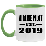 Airline Pilot Established EST. 2019 - 11oz Accent Mug Green