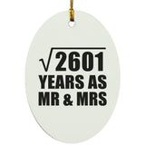 51st Anniversary Square Root of 2601 Years As Mr & Mrs - Oval Ornament