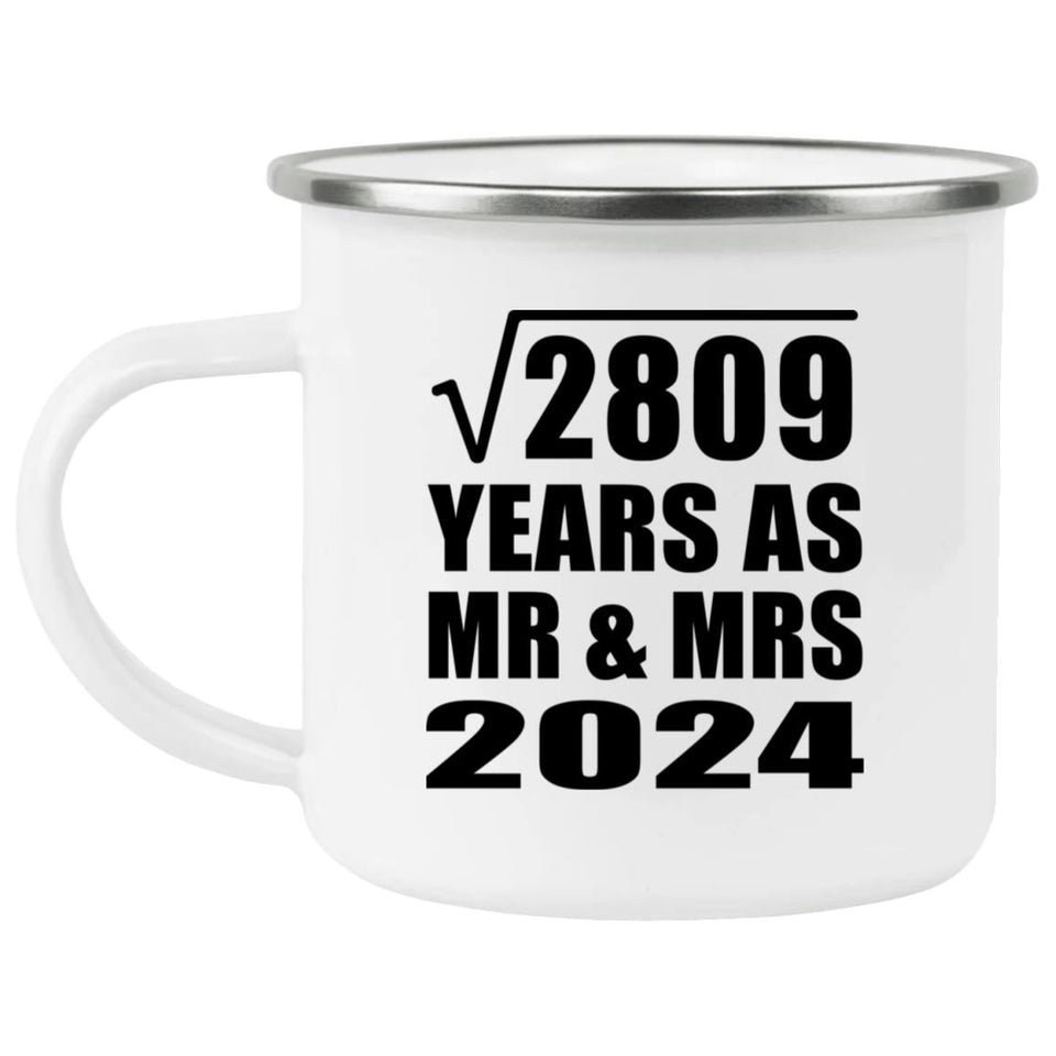 53rd Anniversary Square Root of 2809 Years As Mr & Mrs 2024 - 12oz Camping Mug