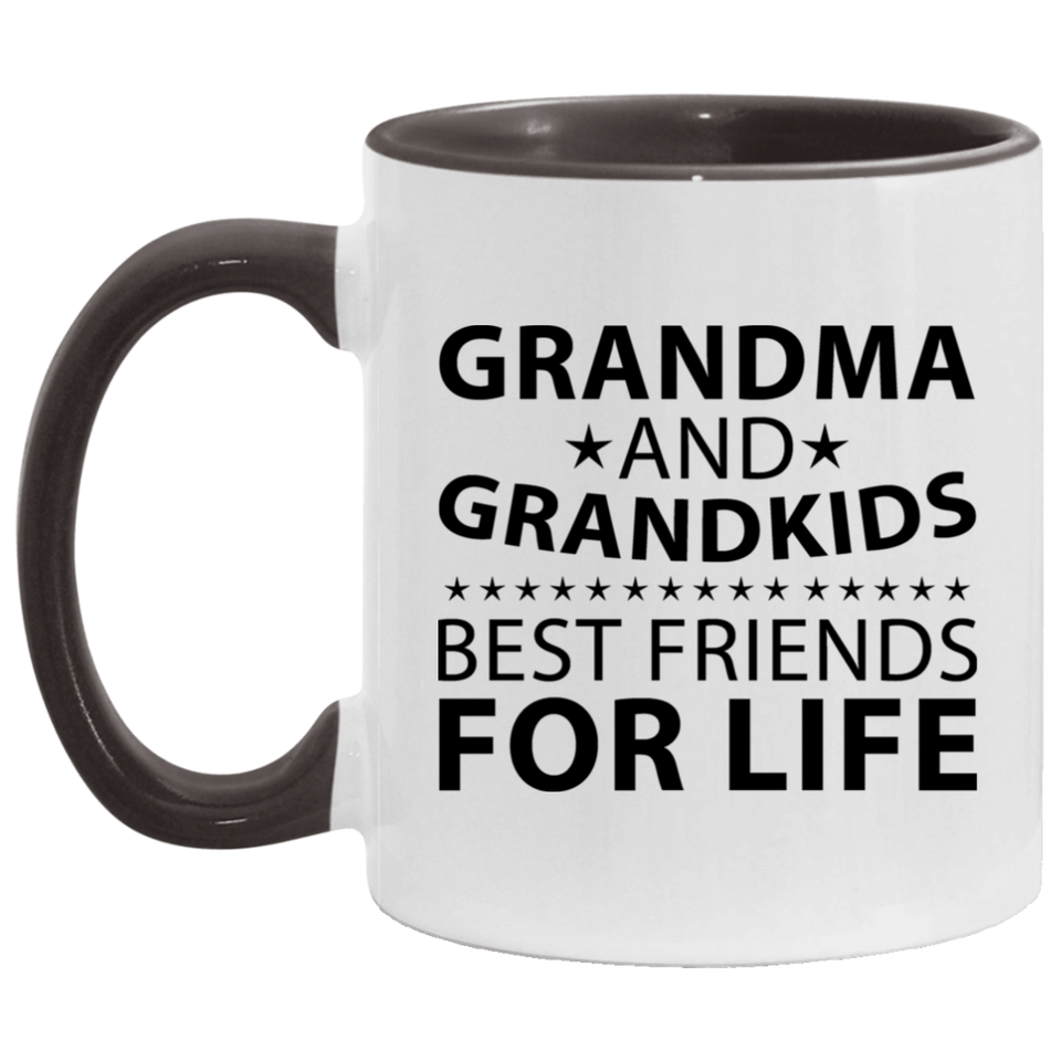 Grandma and Grandkids, Best Friends For Life - 11oz Accent Mug Black