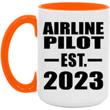 Airline Pilot Established EST. 2023 - 15oz Accent Mug Orange