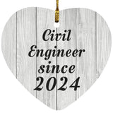 Civil Engineer Since 2024 - Heart Ornament F