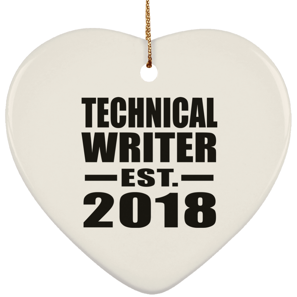 Technical Writer Established EST. 2018 - Heart Ornament