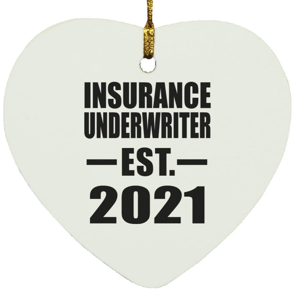 Insurance Underwriter Established EST. 2021 - Heart Ornament