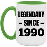 34th Birthday Legendary Since 1990 - 15oz Accent Mug Green