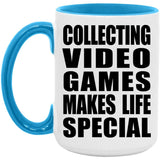 Collecting Video Games Makes Life Special - 15oz Accent Mug Blue