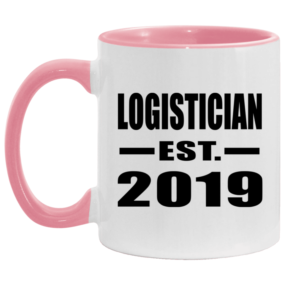 Logistician Established EST. 2019 - 11oz Accent Mug Pink