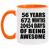 56th Birthday 56 Years 672 Months 20454 Days Of Awesome - 11oz Accent Mug Orange