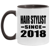 Hair Stylist Since 2018 - 11oz Accent Mug Black