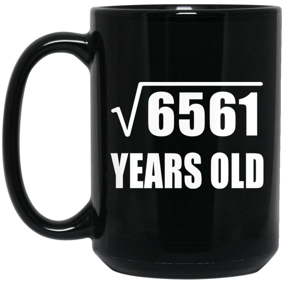 81st Birthday Square Root of 6561 Years Old - 15oz Coffee Mug Black