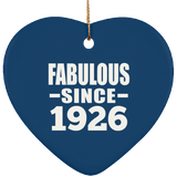 98th Birthday Fabulous Since 1926 - Heart Ornament