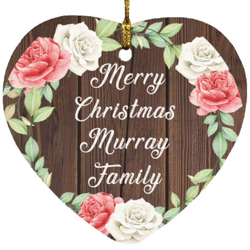 Merry Christmas Murray Family - Heart Ornament A