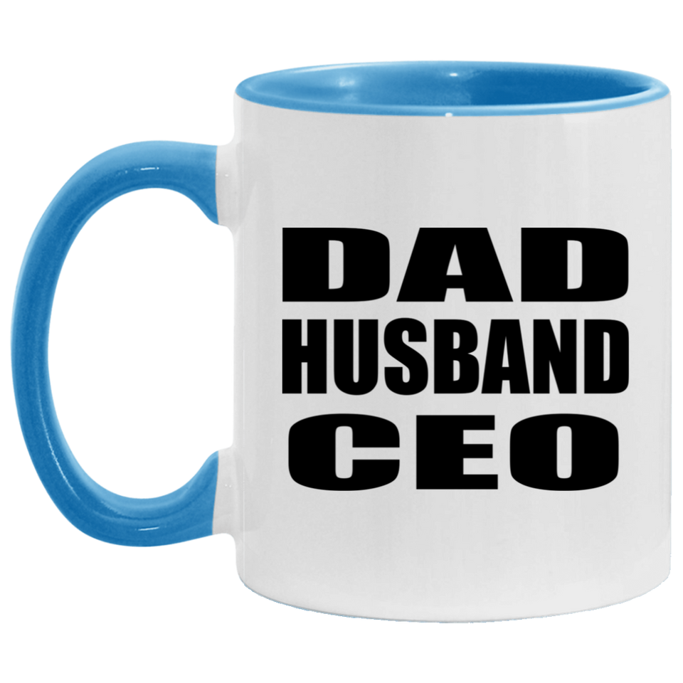 Dad Husband CEO - 11oz Accent Mug Blue