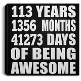 113th Birthday 113 Years 1356 Months 41273 Days Of Awesome - Canvas Square