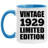 95th Birthday Vintage 1929 Limited Edition - 11oz Accent Mug Blue