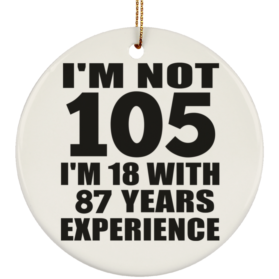 105th Birthday I'm Not 105 I'm 18 With 87 Years Experience - Circle Ornament