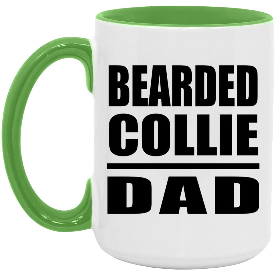 Bearded Collie Dad - 15oz Accent Mug Green