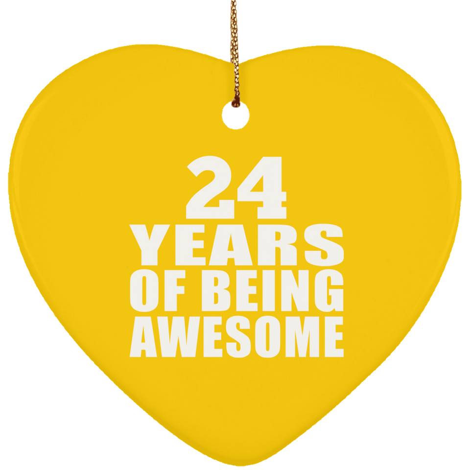 24th Birthday 24 Years Of Being Awesome - Heart Ornament