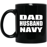 Dad Husband Navy - 11oz Coffee Mug Black