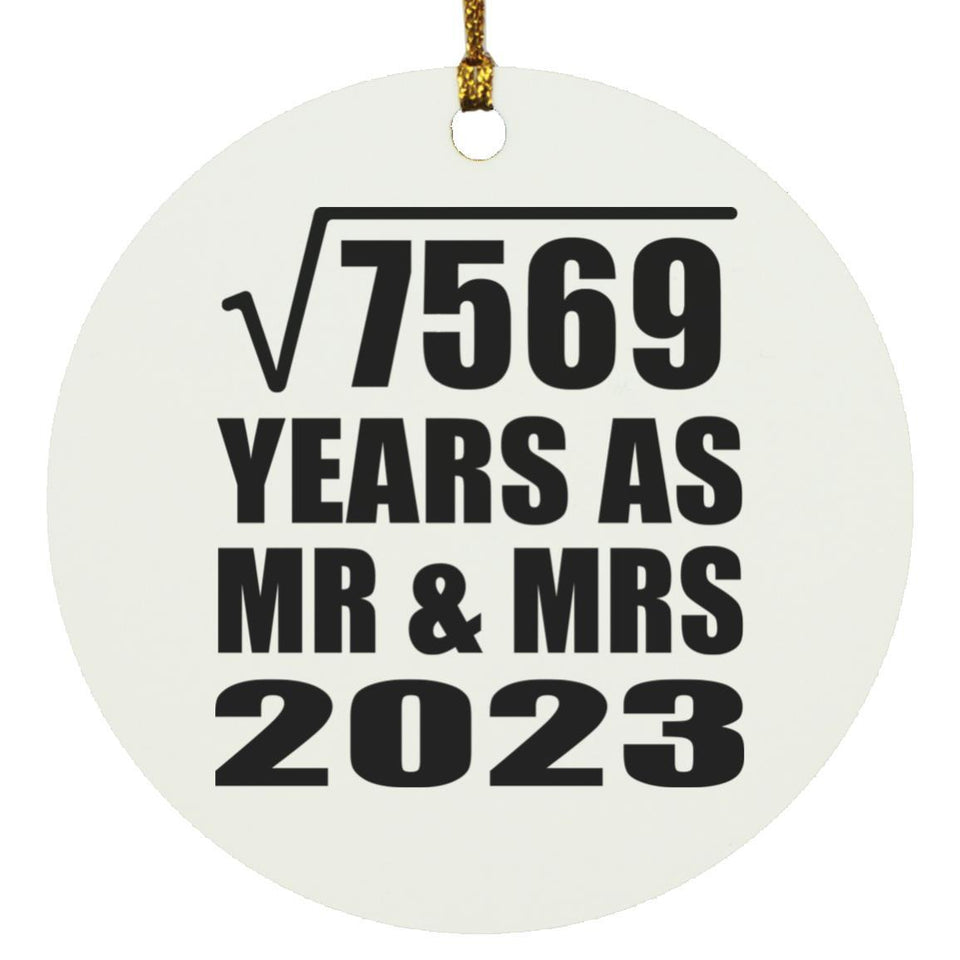 87th Anniversary Square Root of 7569 Years As Mr & Mrs 2023 - Circle Ornament