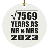 87th Anniversary Square Root of 7569 Years As Mr & Mrs 2023 - Circle Ornament